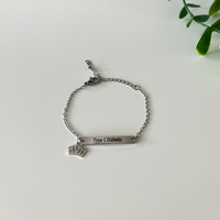 Childrens Type One Diabetic Stainless Medical Alert Clasp Bracelet - Crown Charm
