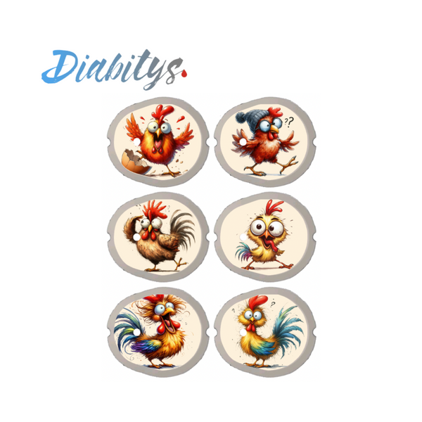 Dexcom G7 CGM 6 Pack of Stickers - Crazy Chickens