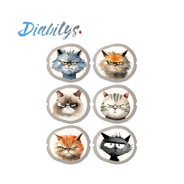 Dexcom G7 CGM 6 Pack Stickers - Grumpy Cats