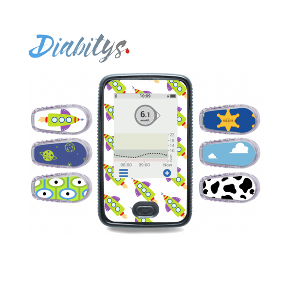 Dexcom G6 Receiver Sticker & Six Transmitter Stickers - Toy Spaceship