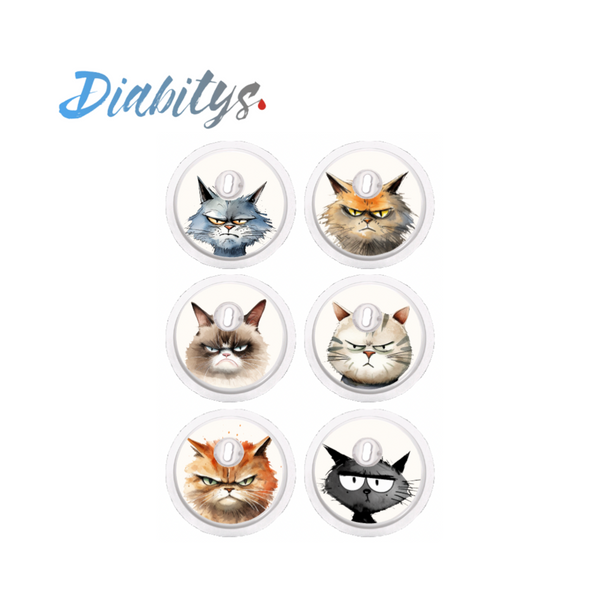 Freestyle Libre 3 Sensor 6 Pack Stickers - Grumpy Cats