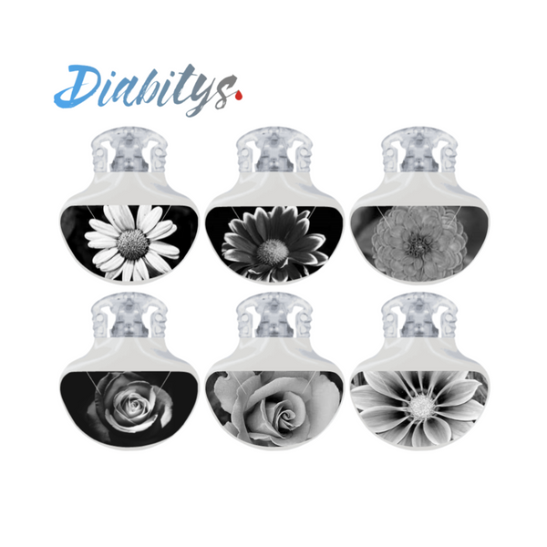 Guardian 4 CGM 6 Pack Stickers - Black & White Flowers