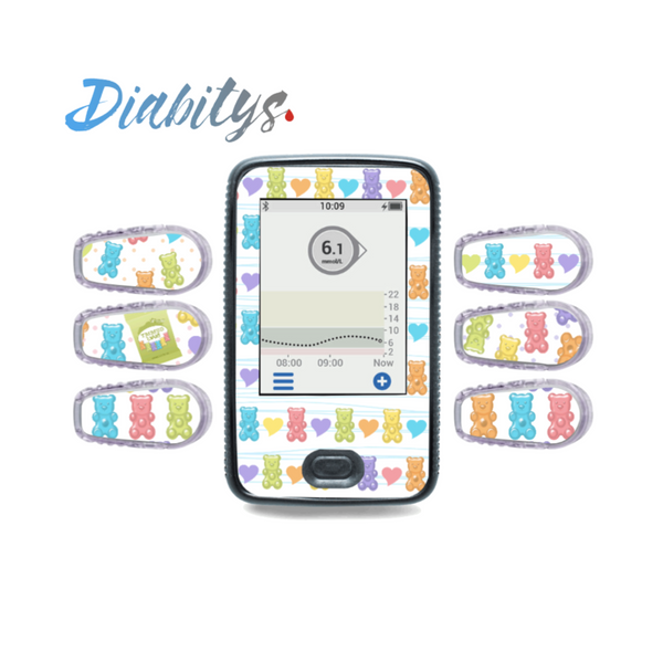 Dexcom G6 Receiver Sticker & Six Transmitter Stickers - Gummy Bears Stripes