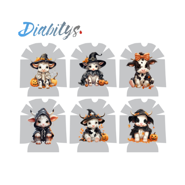 Omnipod Insulin Pump 6 Pack Wrap Stickers - Halloween Cows