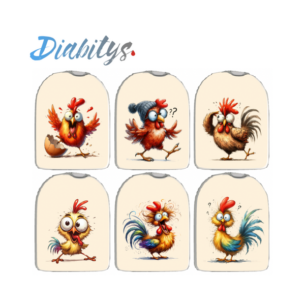 Omnipod Insulin Pump 6 Pack Wrap Stickers - Crazy Chickens