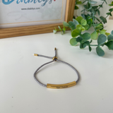 Silver Rope, Gold Coloured Stainless bar - Type One Diabetic Medical Alert Bracelet