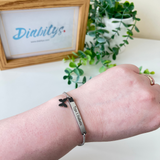 Type One Diabetic Stainless Slider Adjustable Medical Alert Bracelet - Butterfly Charm