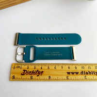Type One Medical ID Fitbit Versa 4, Versa 3, Versa Lite, Sense Silicone Watch Strap - Green