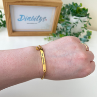 Type One Diabetic Gold Coloured Stainless Slider Adjustable Medical Alert Bracelet - Crown Charm