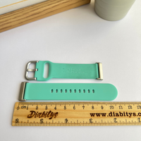 Type One Medical ID Fitbit Versa 4, Versa 3, Versa Lite, Sense Silicone Watch Strap - Cyan
