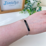 Type One Diabetic Stainless Medical Alert Clasp Bracelet - Black Bar