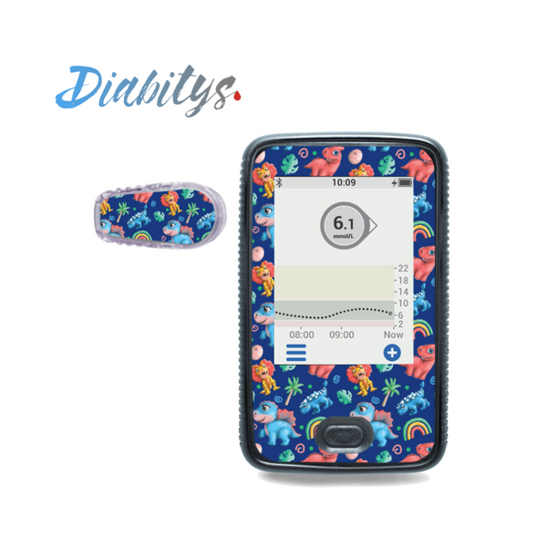 Dexcom G6 Receiver Sticker & 1 Transmitter Sticker - Baby Dinos Blue