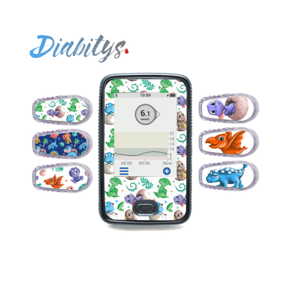 Dexcom G6 Receiver Sticker & Six Transmitter Stickers - Baby Dinos