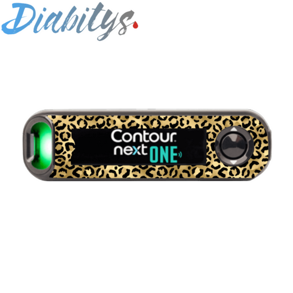 Contour Next One Glucose Meter Sticker - Gold Leopard