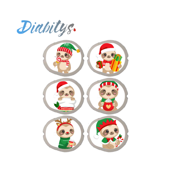 Dexcom G7 CGM 6 Pack Stickers - Christmas Sloths