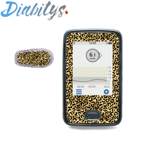 Dexcom G6 Receiver Sticker & 1 Transmitter Sticker - Gold Leopard