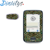Dexcom G6 Receiver Sticker & 1 Transmitter Sticker - Gold & Teal Leopard