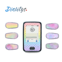 Dexcom G6 Receiver Sticker & Six Transmitter Stickers - Rainbow Mermaid