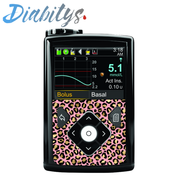 Medtronic 640g, 670g or 780g Insulin Pump Front Sticker - Pink Leopard