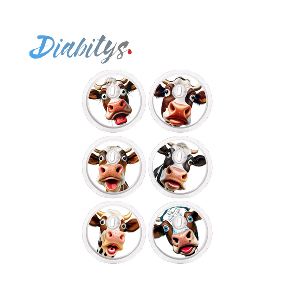 Freestyle Libre 3 Sensor 6 Pack Stickers - Funny Cows