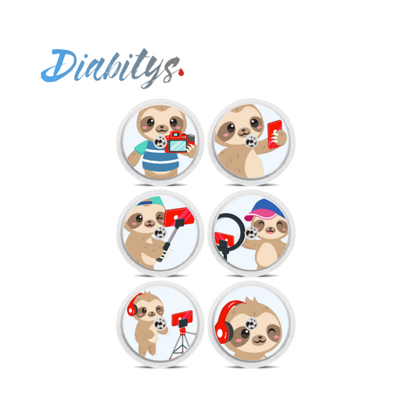 Freestyle Libre/libre 2 Sensor 6 Pack Stickers - Influencer Sloths