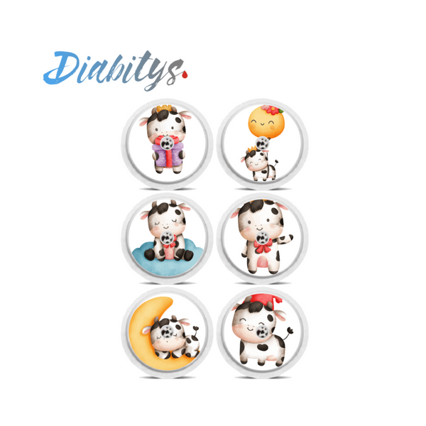 Freestyle Libre/Libre 2 Sensor 6 Pack Stickers - Baby Cow