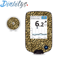 Freestyle Libre/Libre 2 Reader Sticker and 1 Sensor Sticker - Gold Leopard