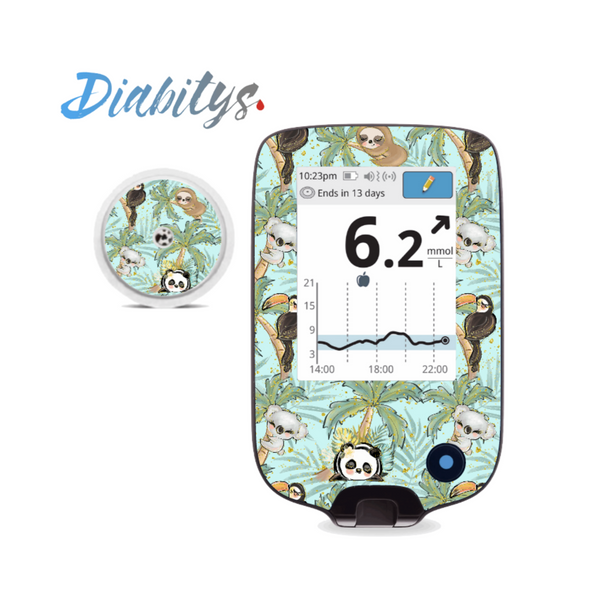 Freestyle Libre, Libre 2 Reader Sticker and 1 Sensor Sticker - Tropical Animals Mint