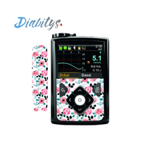 Medtronic 640g, 670g or 780g Insulin Pump Front & Clip Sticker - Pink Rose