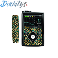 Medtronic 640g, 670g or 780g Insulin Pump Front & Clip Sticker - Gold & Teal Leopard