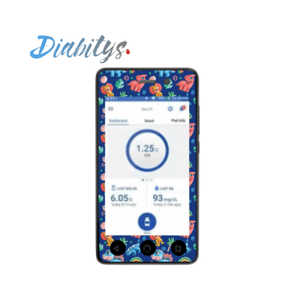 Omnipod Dash PDM Sticker - Baby Dinos Blue