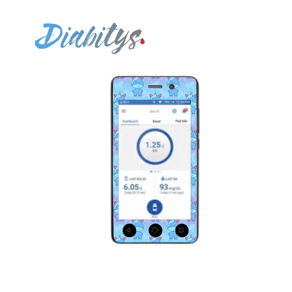 Omnipod Dash PDM Sticker - Cute Unicorns Blue
