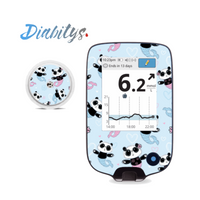 Freestyle Libre/libre 2 Reader Sticker and 1 Sensor Sticker - Panda Mermaid Blue