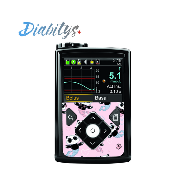 Medtronic 640g, 670g or 780g Insulin Pump Front Sticker - Panda Mermaid Pink