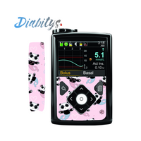Medtronic 640g, 670g or 780g Insulin Pump Front & Clip Sticker - Panda Mermaid Pink
