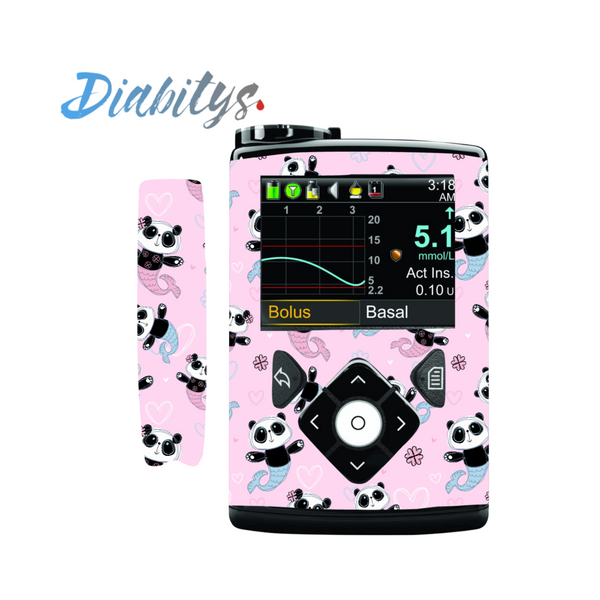 Medtronic 640g, 670g or 780g Insulin Pump Wrap Sticker - Panda Mermaid Pink