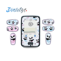Dexcom G6 Receiver Sticker & Six Transmitter Stickers - Panda Mermaid Stripe