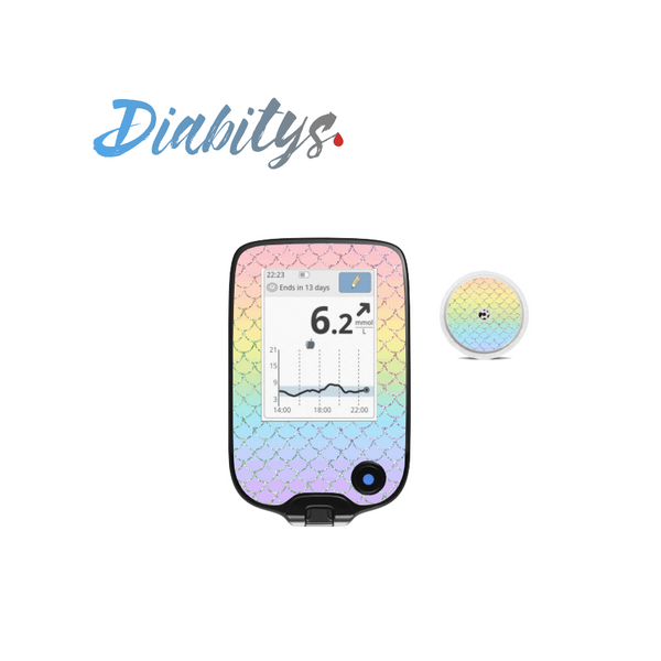 Freestyle Libre, Libre 2 Reader Sticker and 1 Sensor Sticker - Rainbow Mermaid