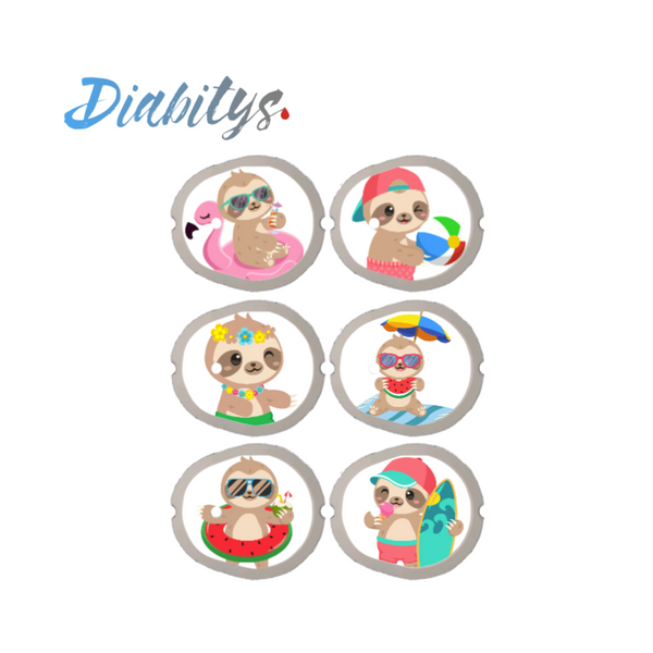 Dexcom G7 CGM 6 Pack Stickers - Summer Sloths