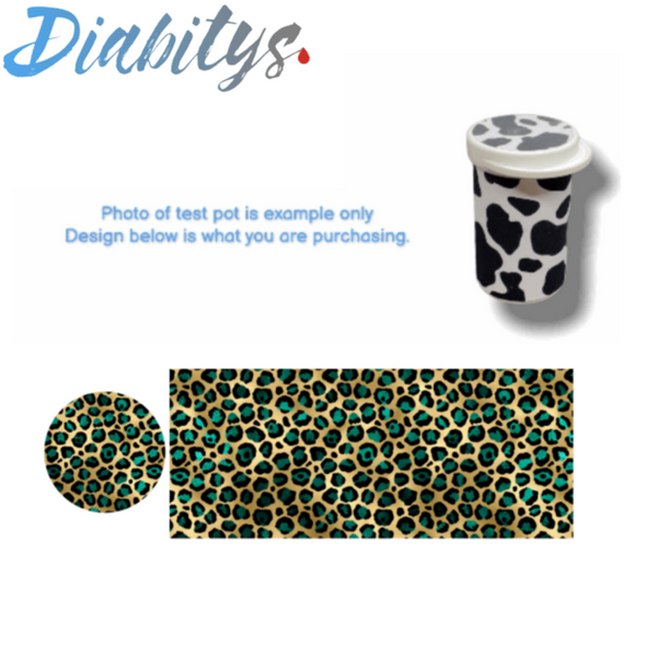 Accu-chek Aviva Test Pot Sticker - Gold & Teal Leopard