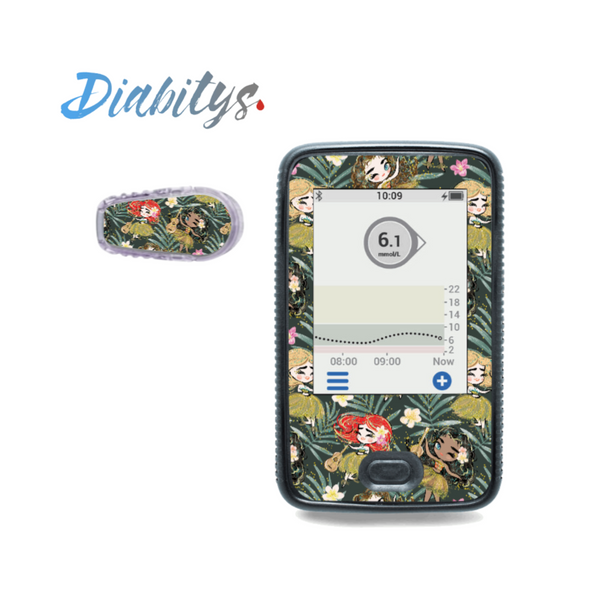 Dexcom G6 Receiver Sticker & 1 Transmitter Sticker - Tropical Girls Green