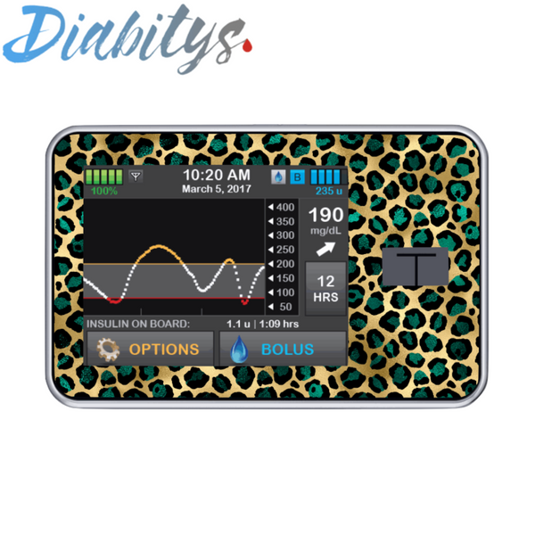 T:slim x2 Insulin Pump Sticker - Gold & Teal Leopard