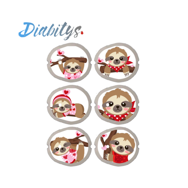 Dexcom G7 CGM 6 Pack Stickers - Valentines Sloths